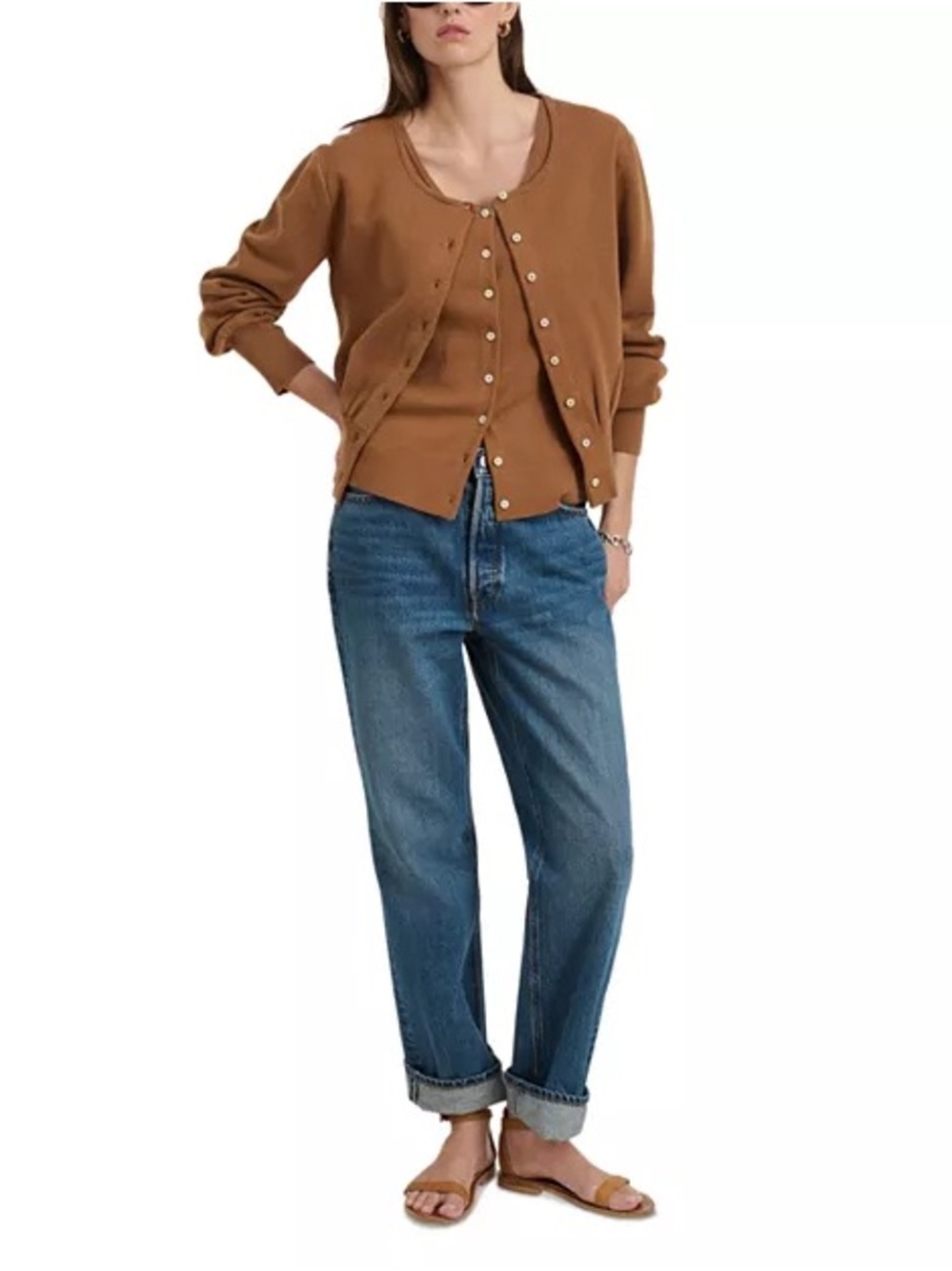 Alex Mill Women's Brown Knit Button-Front Tank & Cardigan Size L - Picture 13 of 14